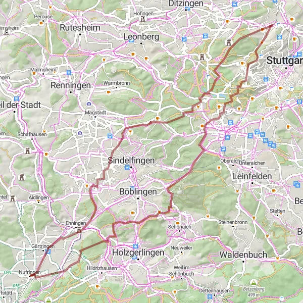 Karten-Miniaturansicht der Radinspiration "Gravel Abenteuer in Baden-Württemberg" in Stuttgart, Germany. Erstellt vom Tarmacs.app-Routenplaner für Radtouren