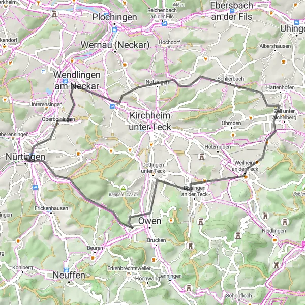 Karten-Miniaturansicht der Radinspiration "Rundkurs durch das Neckartal" in Stuttgart, Germany. Erstellt vom Tarmacs.app-Routenplaner für Radtouren