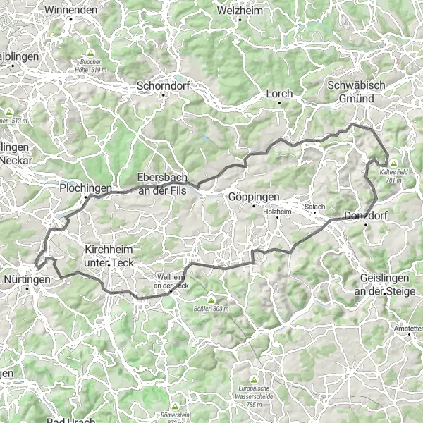 Karten-Miniaturansicht der Radinspiration "Radtour durch die Schwäbische Alb" in Stuttgart, Germany. Erstellt vom Tarmacs.app-Routenplaner für Radtouren