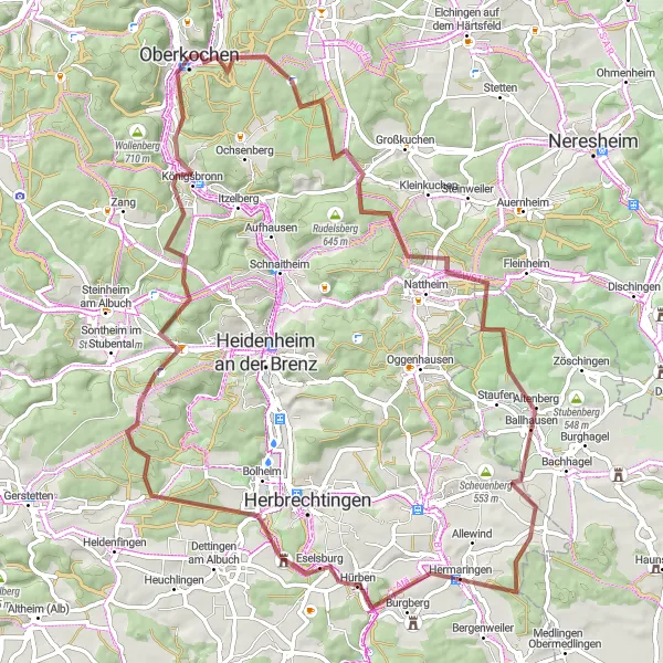 Map miniature of "Scenic Gravel Excursion to Rehberg" cycling inspiration in Stuttgart, Germany. Generated by Tarmacs.app cycling route planner
