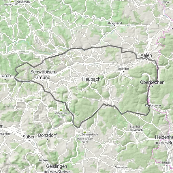 Karten-Miniaturansicht der Radinspiration "Herausforderung entlang historischer Stätten" in Stuttgart, Germany. Erstellt vom Tarmacs.app-Routenplaner für Radtouren