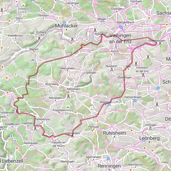 Karten-Miniaturansicht der Radinspiration "Gravel-Abenteuer im Enztal" in Stuttgart, Germany. Erstellt vom Tarmacs.app-Routenplaner für Radtouren