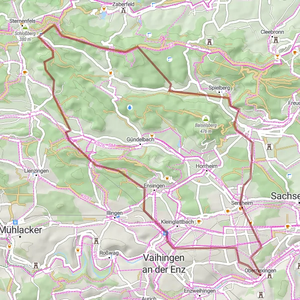 Map miniature of "Gravel Adventure Through Rural Landscapes" cycling inspiration in Stuttgart, Germany. Generated by Tarmacs.app cycling route planner