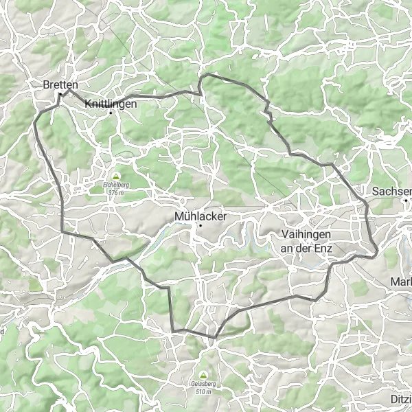 Karten-Miniaturansicht der Radinspiration "Deutsche Fachwerkdörfer-Tour" in Stuttgart, Germany. Erstellt vom Tarmacs.app-Routenplaner für Radtouren