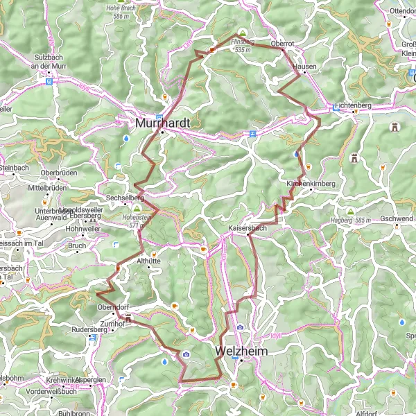Karten-Miniaturansicht der Radinspiration "Schwäbische Wald Runde" in Stuttgart, Germany. Erstellt vom Tarmacs.app-Routenplaner für Radtouren