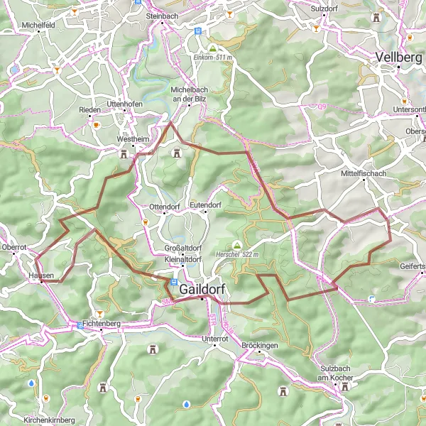Karten-Miniaturansicht der Radinspiration "Schwäbischer Albtrauf" in Stuttgart, Germany. Erstellt vom Tarmacs.app-Routenplaner für Radtouren