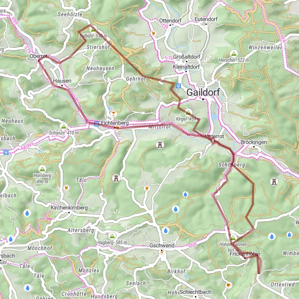 Karten-Miniaturansicht der Radinspiration "Kirgel und Hohe Tannen Schleife" in Stuttgart, Germany. Erstellt vom Tarmacs.app-Routenplaner für Radtouren