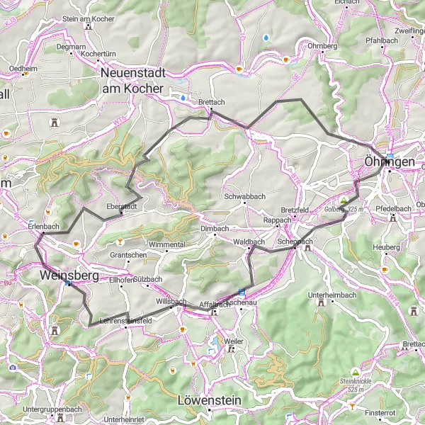 Karten-Miniaturansicht der Radinspiration "Entdeckungstour um Öhringen" in Stuttgart, Germany. Erstellt vom Tarmacs.app-Routenplaner für Radtouren