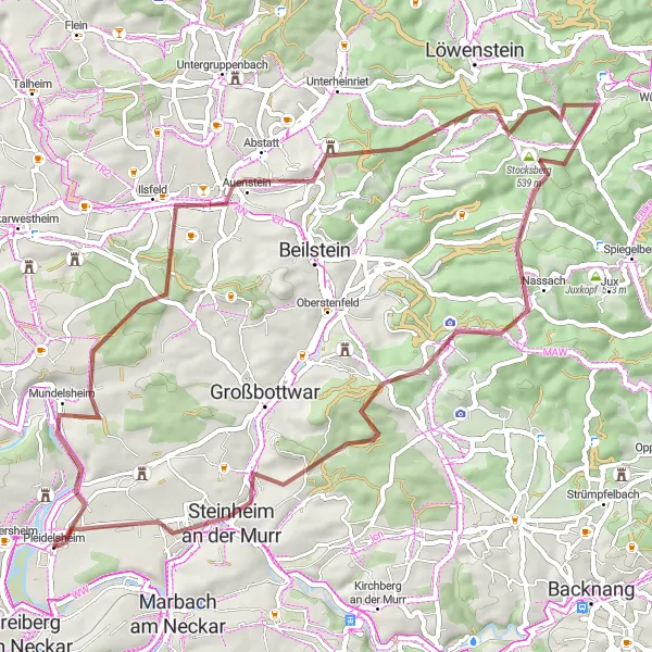 Karten-Miniaturansicht der Radinspiration "Kultur und Natur: Kleine Schätze entdecken" in Stuttgart, Germany. Erstellt vom Tarmacs.app-Routenplaner für Radtouren