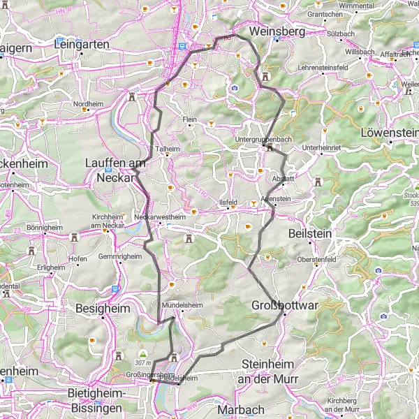 Karten-Miniaturansicht der Radinspiration "Historische Tour entlang des Neckars" in Stuttgart, Germany. Erstellt vom Tarmacs.app-Routenplaner für Radtouren