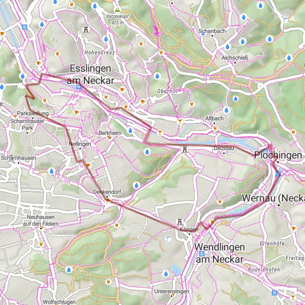 Karten-Miniaturansicht der Radinspiration "Gravel Abenteuer um Stuttgart" in Stuttgart, Germany. Erstellt vom Tarmacs.app-Routenplaner für Radtouren