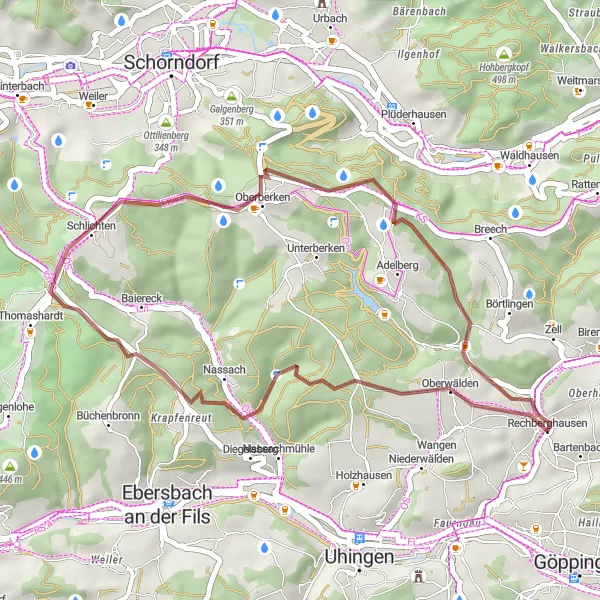 Karten-Miniaturansicht der Radinspiration "Gravel Abenteuer zum Aussichtsturm" in Stuttgart, Germany. Erstellt vom Tarmacs.app-Routenplaner für Radtouren