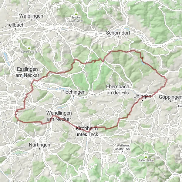 Karten-Miniaturansicht der Radinspiration "Historische Schätze und Naturschönheiten entdecken" in Stuttgart, Germany. Erstellt vom Tarmacs.app-Routenplaner für Radtouren