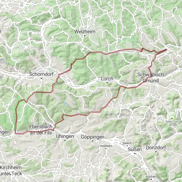 Karten-Miniaturansicht der Radinspiration "Rundtour Konnenberg und Pfahlbronn" in Stuttgart, Germany. Erstellt vom Tarmacs.app-Routenplaner für Radtouren