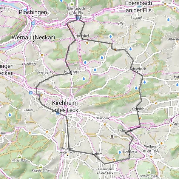 Map miniature of "Picturesque Road Loop" cycling inspiration in Stuttgart, Germany. Generated by Tarmacs.app cycling route planner