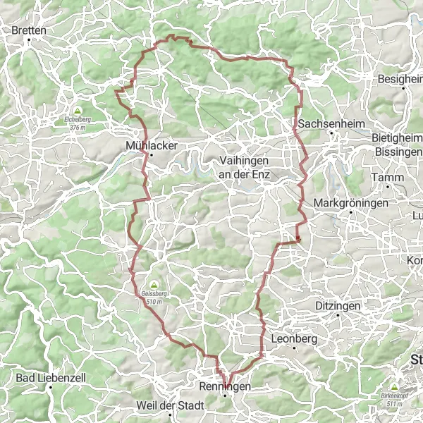 Karten-Miniaturansicht der Radinspiration "Abenteuer im Heckengäu" in Stuttgart, Germany. Erstellt vom Tarmacs.app-Routenplaner für Radtouren