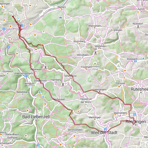 Karten-Miniaturansicht der Radinspiration "Gravelroute durch den Schwarzwald" in Stuttgart, Germany. Erstellt vom Tarmacs.app-Routenplaner für Radtouren