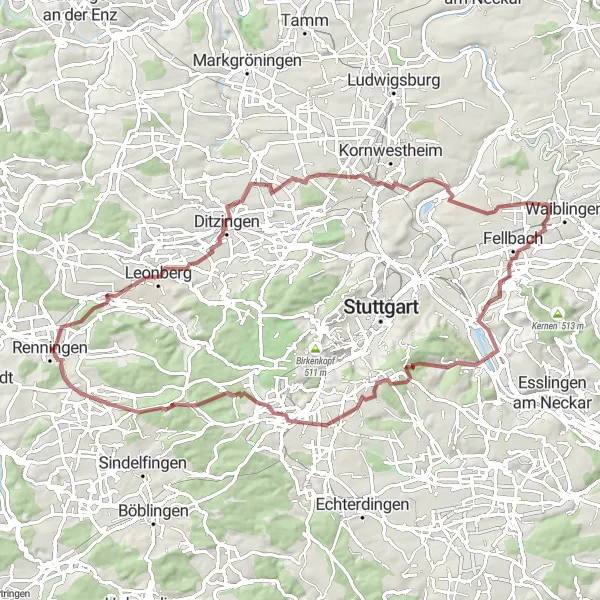 Karten-Miniaturansicht der Radinspiration "Erkundung von Stammheim" in Stuttgart, Germany. Erstellt vom Tarmacs.app-Routenplaner für Radtouren