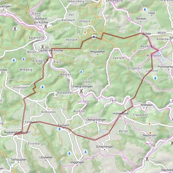 Karten-Miniaturansicht der Radinspiration "Kurze Gravel-Route durch die Natur" in Stuttgart, Germany. Erstellt vom Tarmacs.app-Routenplaner für Radtouren