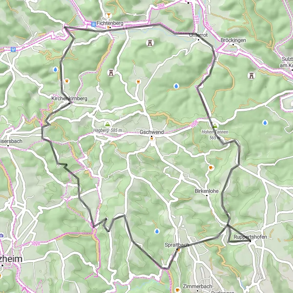 Karten-Miniaturansicht der Radinspiration "Spraitbach und Kirgel entdecken" in Stuttgart, Germany. Erstellt vom Tarmacs.app-Routenplaner für Radtouren