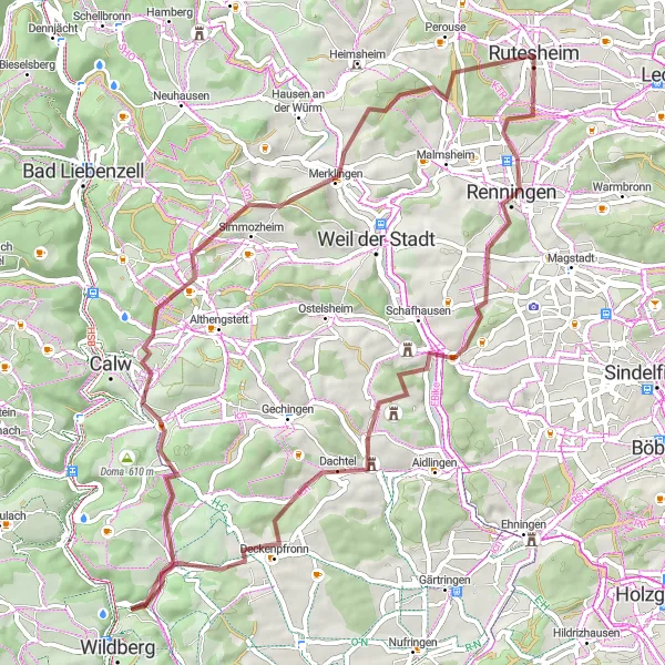 Karten-Miniaturansicht der Radinspiration "Gravel-Tour durch Baumberg und Maiberg" in Stuttgart, Germany. Erstellt vom Tarmacs.app-Routenplaner für Radtouren
