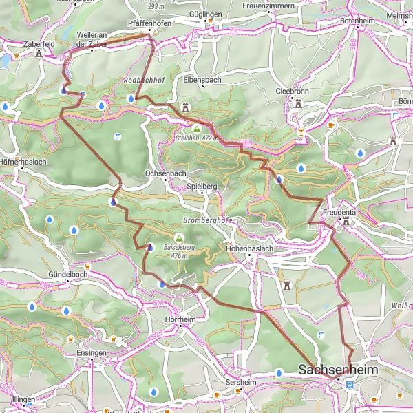 Map miniature of "Gravel Trail to Klosterberg" cycling inspiration in Stuttgart, Germany. Generated by Tarmacs.app cycling route planner