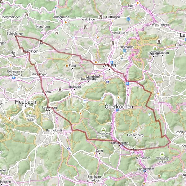 Karten-Miniaturansicht der Radinspiration "Bike-Tour durch Königsbronn" in Stuttgart, Germany. Erstellt vom Tarmacs.app-Routenplaner für Radtouren