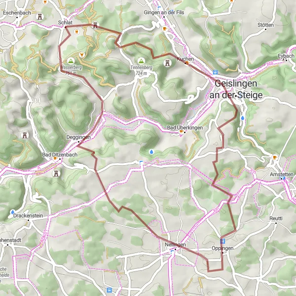 Map miniature of "Alb Seen Tour" cycling inspiration in Stuttgart, Germany. Generated by Tarmacs.app cycling route planner