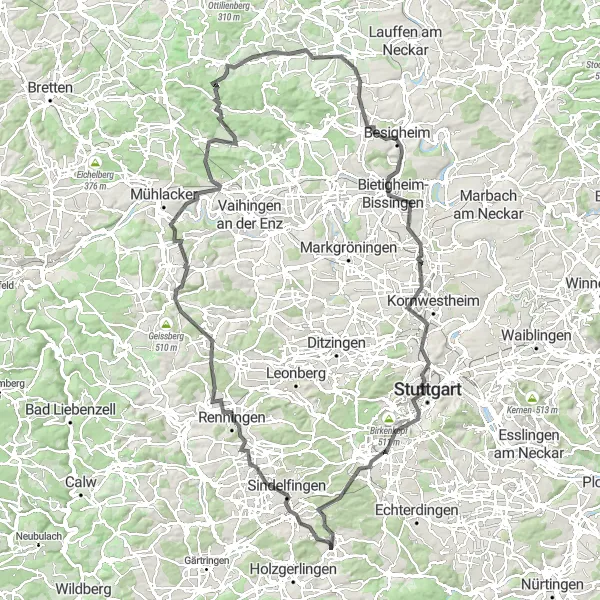 Karten-Miniaturansicht der Radinspiration "Radrundweg um Schönaich" in Stuttgart, Germany. Erstellt vom Tarmacs.app-Routenplaner für Radtouren