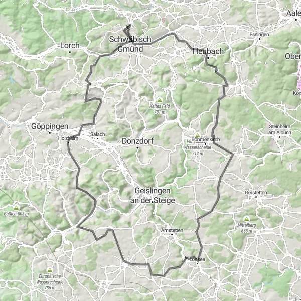 Karten-Miniaturansicht der Radinspiration "Die Heubach-Runde" in Stuttgart, Germany. Erstellt vom Tarmacs.app-Routenplaner für Radtouren