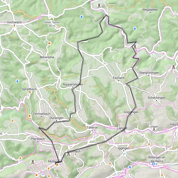 Karten-Miniaturansicht der Radinspiration "Radtour durch Idyllische Dörfer" in Stuttgart, Germany. Erstellt vom Tarmacs.app-Routenplaner für Radtouren