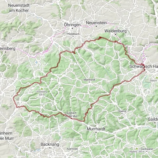 Karten-Miniaturansicht der Radinspiration "Gravel-Tour zur Burg Altgabelstein" in Stuttgart, Germany. Erstellt vom Tarmacs.app-Routenplaner für Radtouren