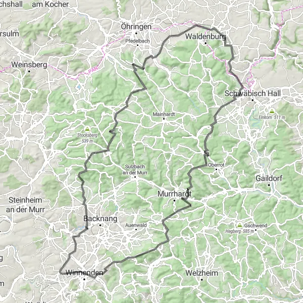 Karten-Miniaturansicht der Radinspiration "Panorama-Tour durch Hohenrot" in Stuttgart, Germany. Erstellt vom Tarmacs.app-Routenplaner für Radtouren