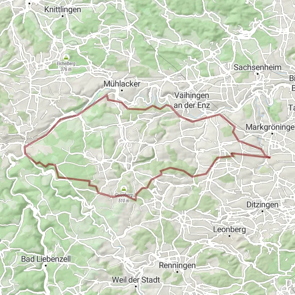Map miniature of "Adventure in the Wilderness" cycling inspiration in Stuttgart, Germany. Generated by Tarmacs.app cycling route planner