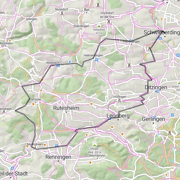 Karten-Miniaturansicht der Radinspiration "Engelberg Entdeckungstour" in Stuttgart, Germany. Erstellt vom Tarmacs.app-Routenplaner für Radtouren