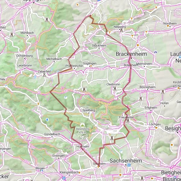 Karten-Miniaturansicht der Radinspiration "Idyllische Gravel-Tour durch die Natur" in Stuttgart, Germany. Erstellt vom Tarmacs.app-Routenplaner für Radtouren