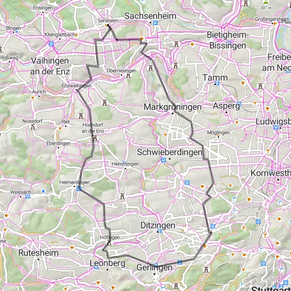 Karten-Miniaturansicht der Radinspiration "Historische Entdeckungstour" in Stuttgart, Germany. Erstellt vom Tarmacs.app-Routenplaner für Radtouren