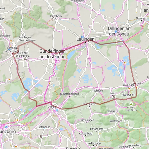 Karten-Miniaturansicht der Radinspiration "Naturerlebnis entlang der Donau" in Stuttgart, Germany. Erstellt vom Tarmacs.app-Routenplaner für Radtouren