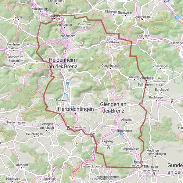 Karten-Miniaturansicht der Radinspiration "Herausfordernde Gravel-Tour durch die Schwäbische Alb" in Stuttgart, Germany. Erstellt vom Tarmacs.app-Routenplaner für Radtouren