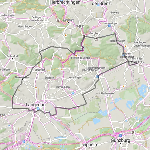 Karten-Miniaturansicht der Radinspiration "Radtour durch die Täler der Brenz" in Stuttgart, Germany. Erstellt vom Tarmacs.app-Routenplaner für Radtouren