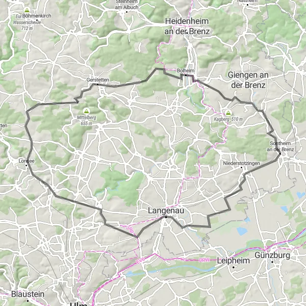 Karten-Miniaturansicht der Radinspiration "Panoramastraße entlang der Schwäbischen Alb" in Stuttgart, Germany. Erstellt vom Tarmacs.app-Routenplaner für Radtouren