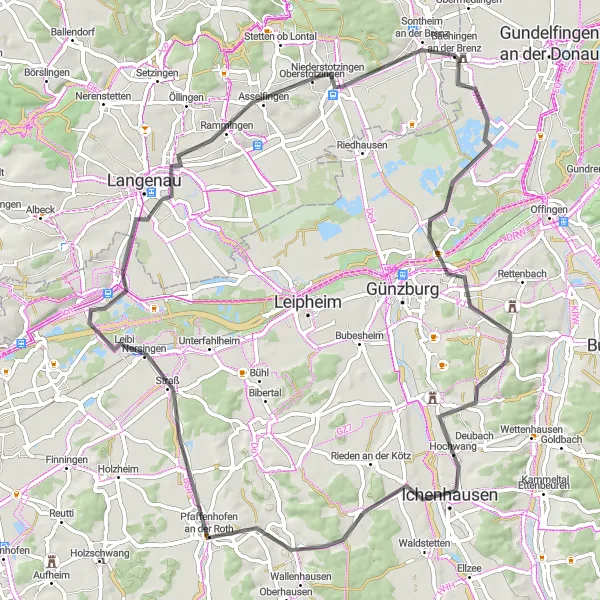 Karten-Miniaturansicht der Radinspiration "Rundfahrt entlang der Brenz" in Stuttgart, Germany. Erstellt vom Tarmacs.app-Routenplaner für Radtouren