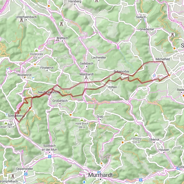 Karten-Miniaturansicht der Radinspiration "Gravel-Tour Großerlach Runde" in Stuttgart, Germany. Erstellt vom Tarmacs.app-Routenplaner für Radtouren