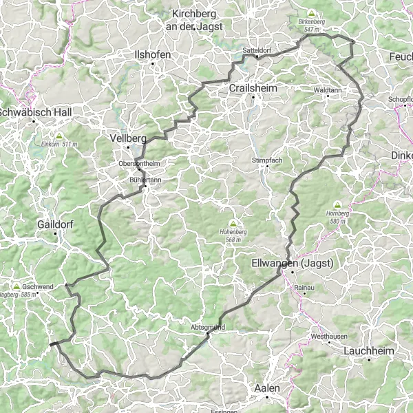 Karten-Miniaturansicht der Radinspiration "Rund um Spraitbach - Vielfältige Landschaft erleben" in Stuttgart, Germany. Erstellt vom Tarmacs.app-Routenplaner für Radtouren