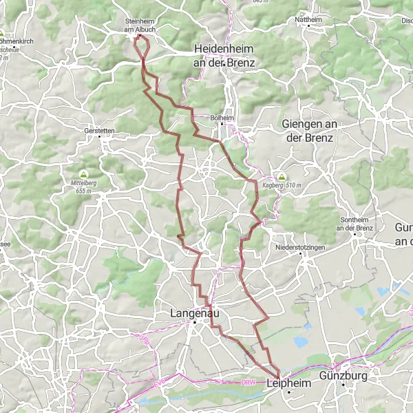 Karten-Miniaturansicht der Radinspiration "Rundtour um Steinheim am Albuch" in Stuttgart, Germany. Erstellt vom Tarmacs.app-Routenplaner für Radtouren