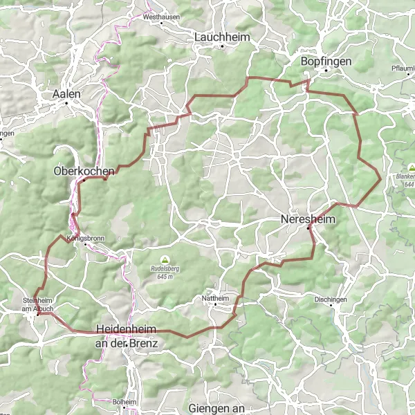 Map miniature of "Albuch Gravel Cycling Adventure" cycling inspiration in Stuttgart, Germany. Generated by Tarmacs.app cycling route planner