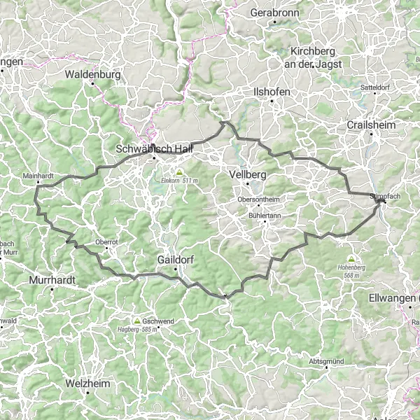 Map miniature of "Burg Holenstein Challenge" cycling inspiration in Stuttgart, Germany. Generated by Tarmacs.app cycling route planner