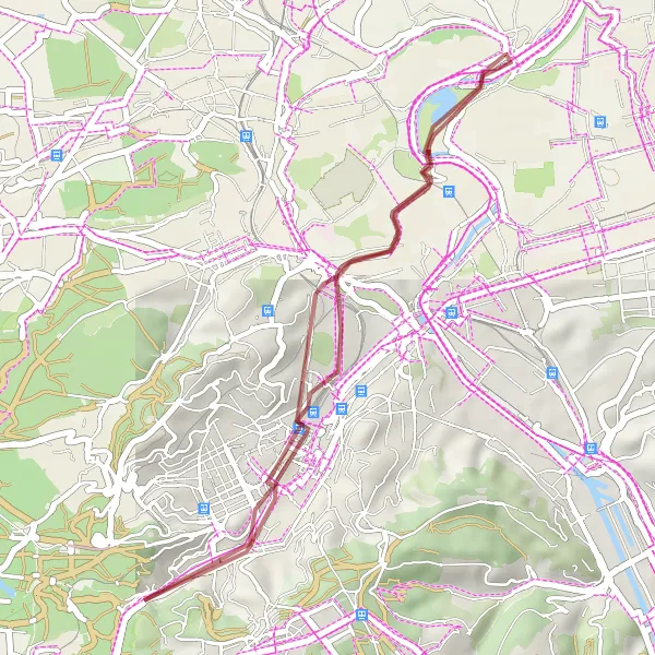 Map miniature of "Gravel Paradise with Stuttgart-Süd and Villa Moser" cycling inspiration in Stuttgart, Germany. Generated by Tarmacs.app cycling route planner