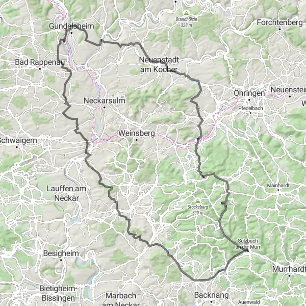 Map miniature of "The Epic Lautereck Road Challenge" cycling inspiration in Stuttgart, Germany. Generated by Tarmacs.app cycling route planner