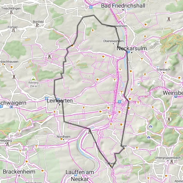 Map miniature of "Scenic Beauty of Leinjebachtal" cycling inspiration in Stuttgart, Germany. Generated by Tarmacs.app cycling route planner